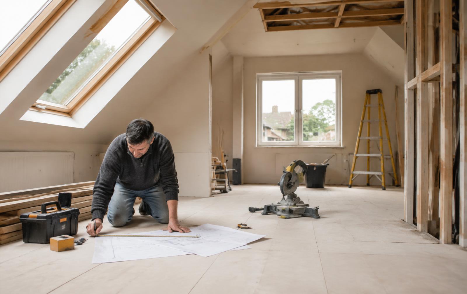 A home improvement project underway in a loft conversion