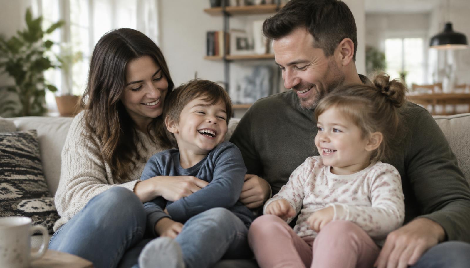 A family relaxing together at home